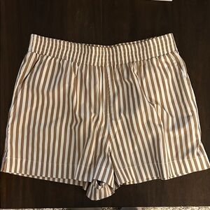 French Connection Striped Brown and White Shorts L